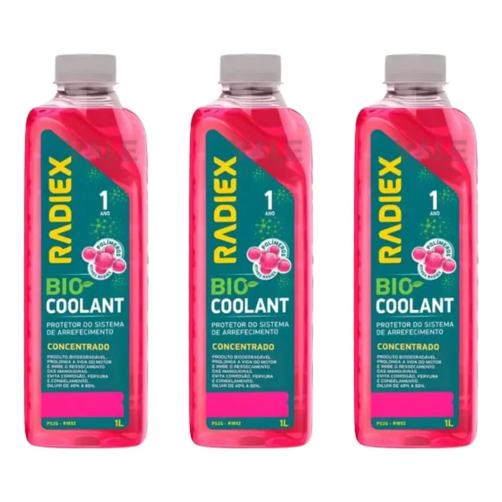 Kit 3 Aditivos Radiador Concentrado Orgânico Biodegradável Radiex Rosa Motor Carro Caminhão Trator