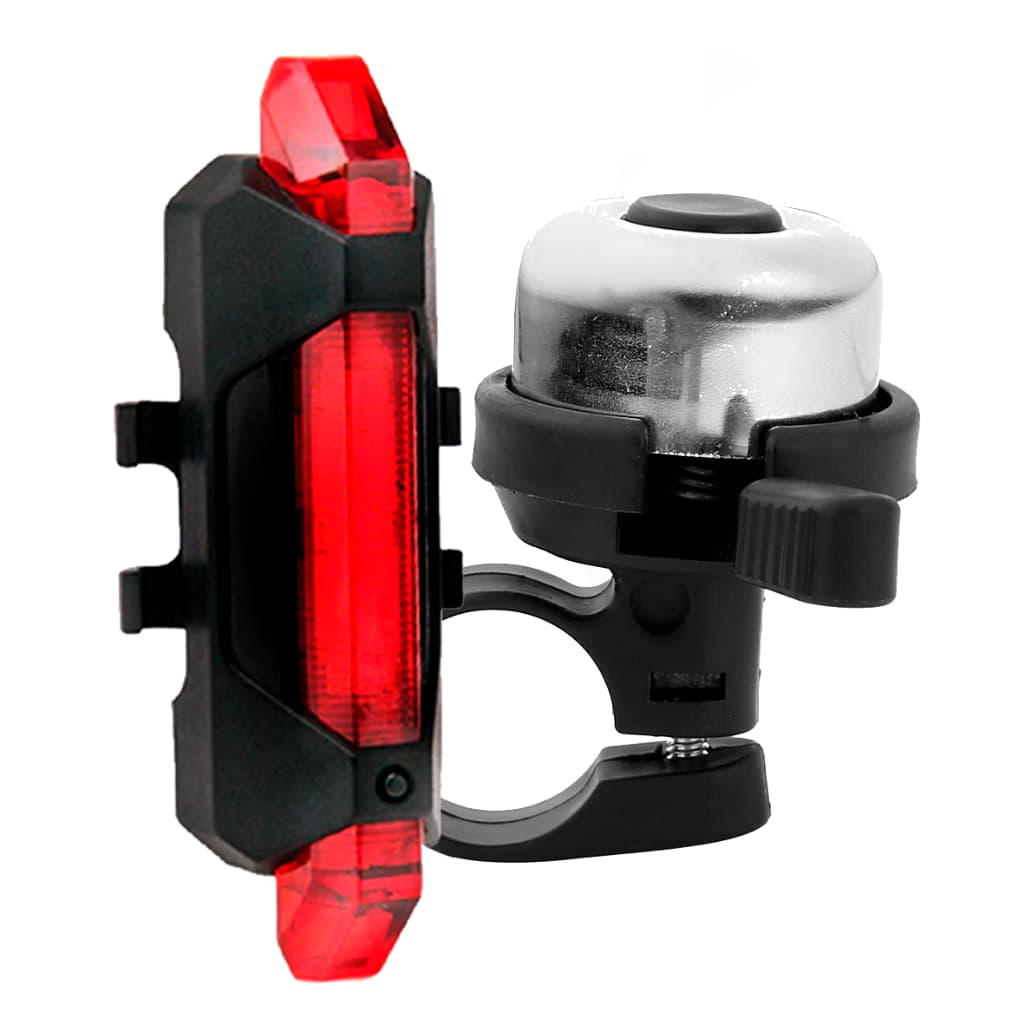 Kit Bike Ciclismo Buzina Trin Trin Som Alto + Sinalizador Farol Bike