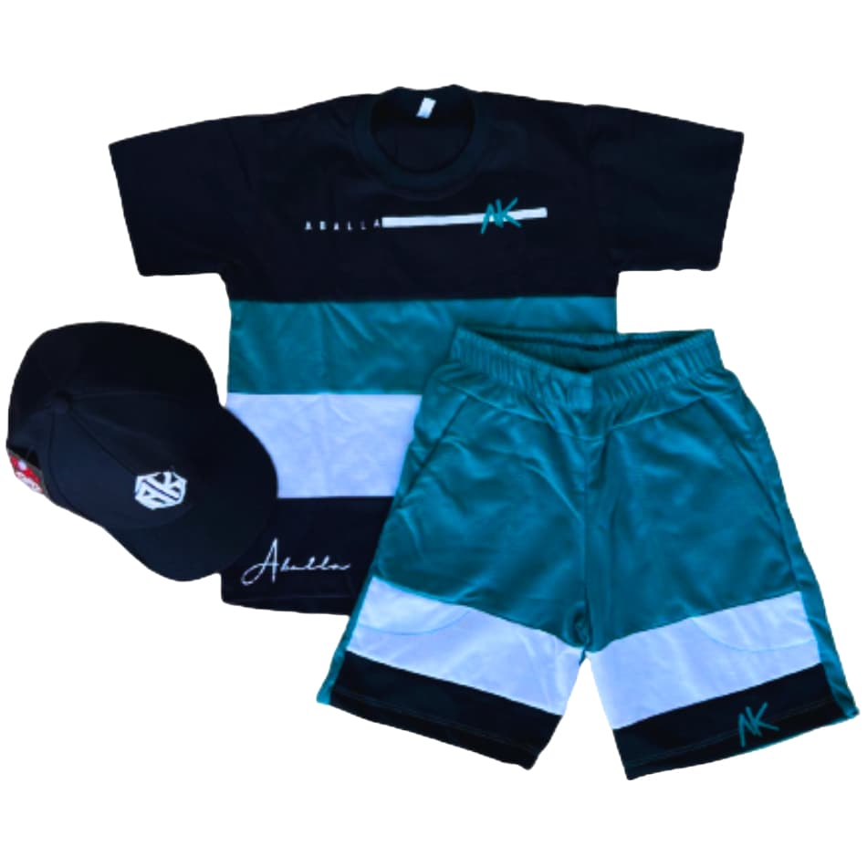 Conjunto Masculino kit Roupa Infantil Juvenil 3 Peças Camisa Bermuda + Boné