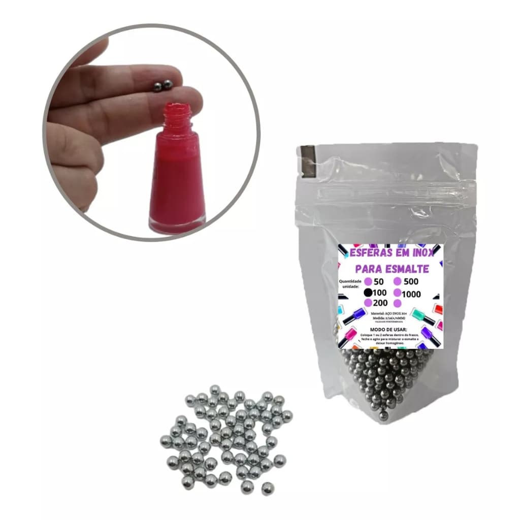 Esfera De Aço Inox Para Misturar Esmalte 100 Unidades