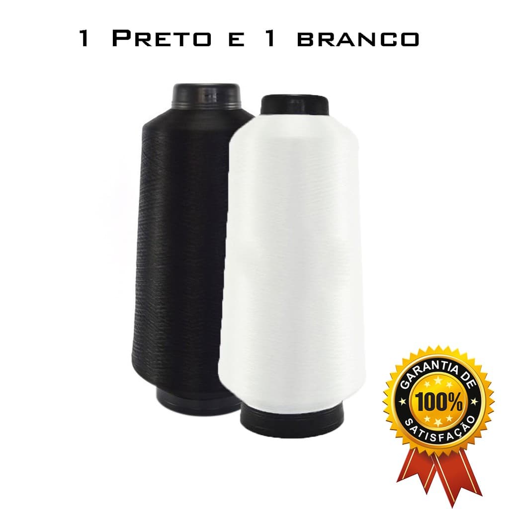 Fio Para Overlock 100% Poliester  KIT 2 Cones Branco e Preto - Wlamar