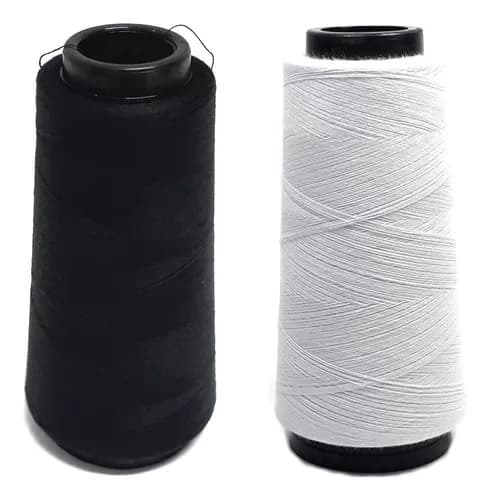 2 Linha de Costura Preto e Brnaco - 120 Poliester 2000 Jds - Para Reta