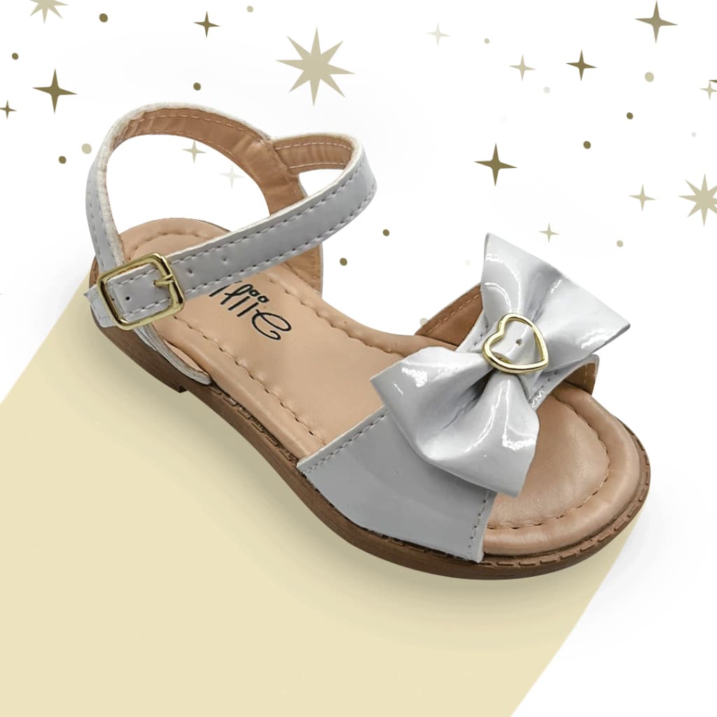 Sandália Infantil Menina Bebe Com Laço Coração Cores