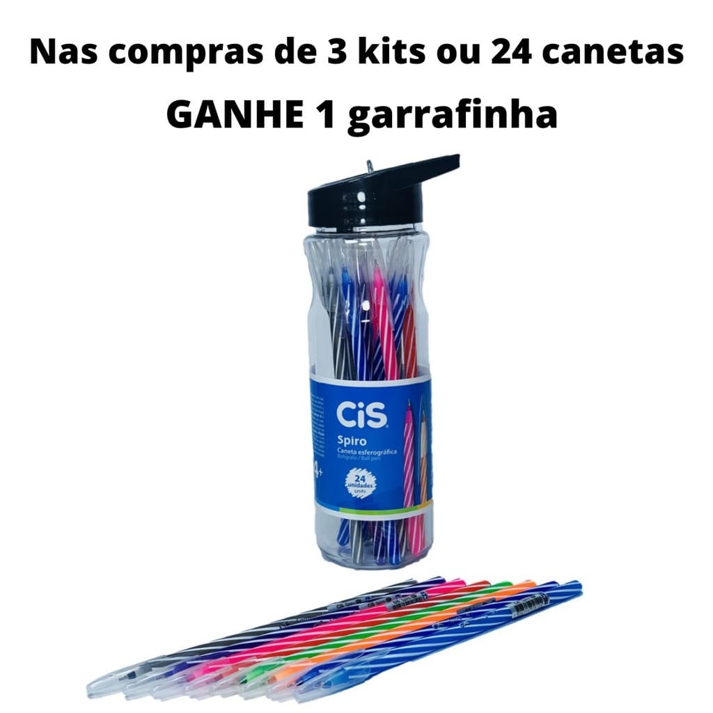 Kit 8 Canetas Cis Spiro Ponta 0.7 Caneta Ponta Fina Macia Esferográfica