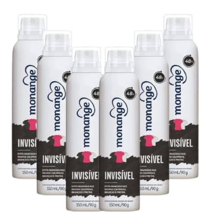 Kit 6x Desodorante Monange Aerosol 150ml Invisível