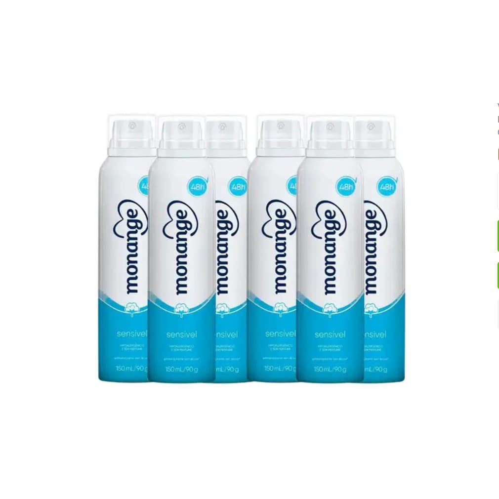 Kit c/6x Desodorante Monange Sensível 150ml
