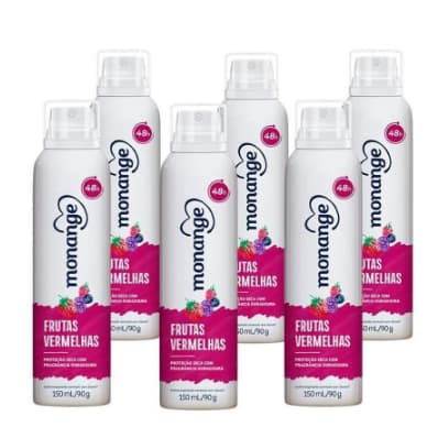 Kit 6x Desodorante Monange Aerosol 150ml Frutas Vermelhas