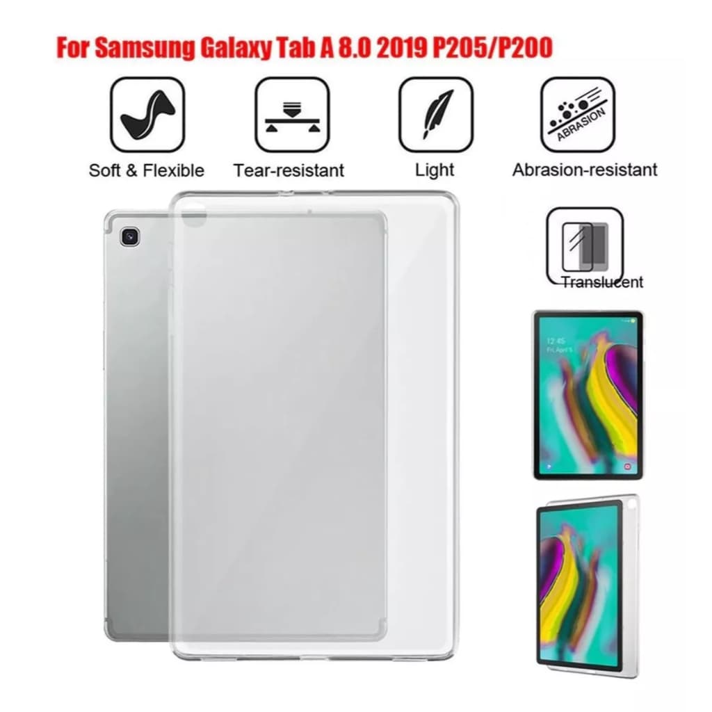 Capa Protetora Silicone Transparente Tablet Samsung Galaxy Tab A 8.0 S-Pen 2019 P200 P205 TPU Clear