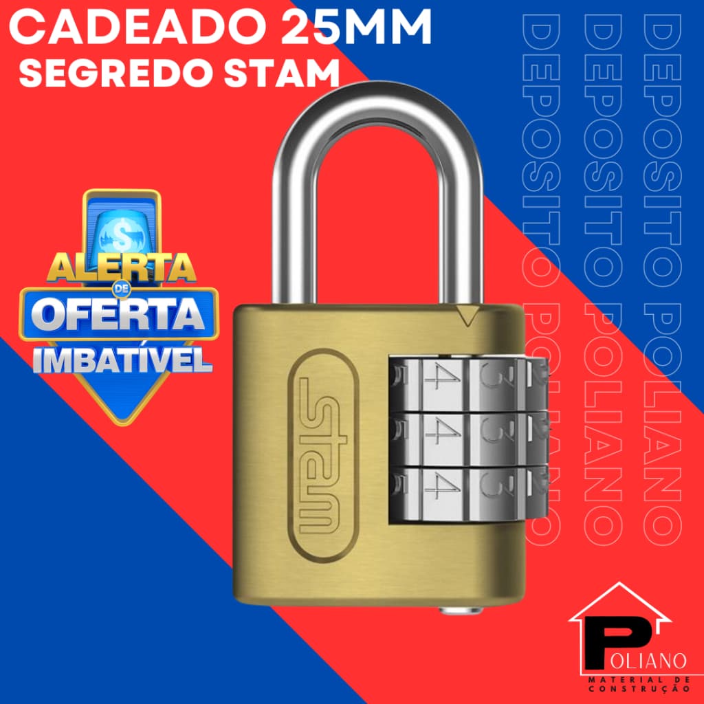 Cadeado segurança Stam original com Senha Segredo 25mm Cadeado de Mala Com Senha