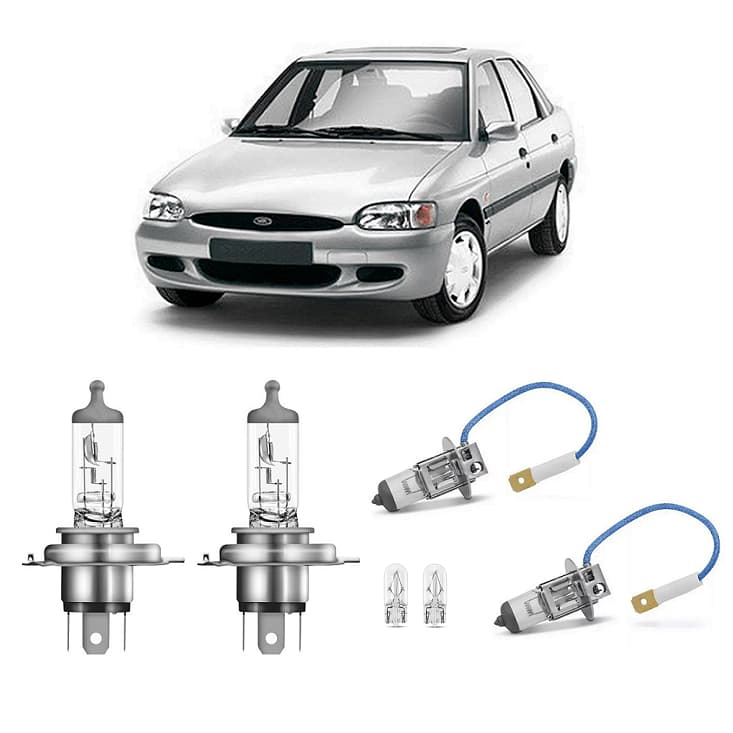 Kit 4 Lampada Farol e Milha Escort Zetec 1997 1998 1999 2000 2001 2002 2003 H4 H3