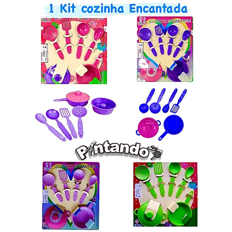 Kit Cozinha Encantada Brinquedo Infantil Panelinhas e utensílios de Cozinha