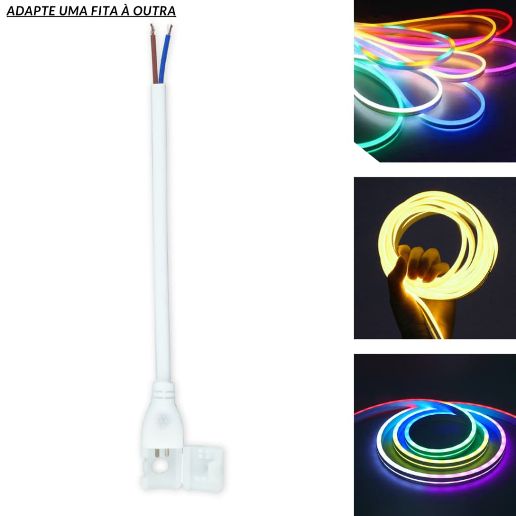 Cabo Adaptador Conector Para Interligar Fita De Led Alimentação Positivo E Negativo