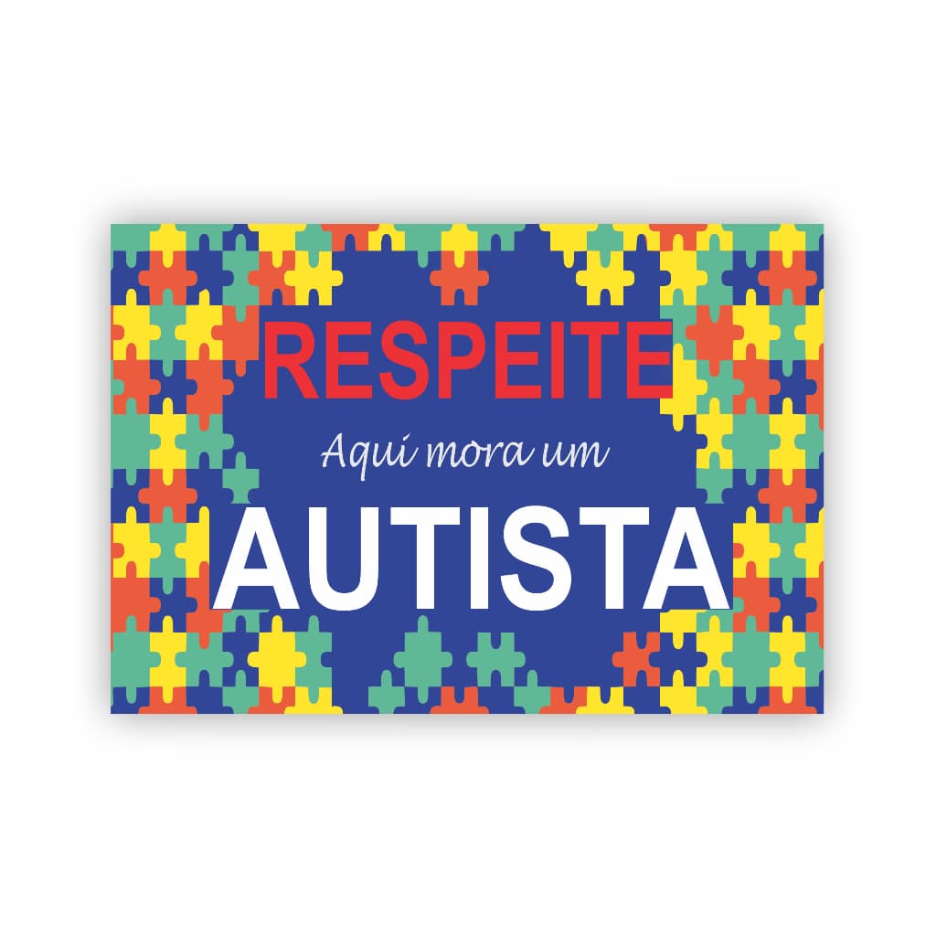 Placa quadro decorativo para porta Aqui mora um Autista Autismo indicação respeite