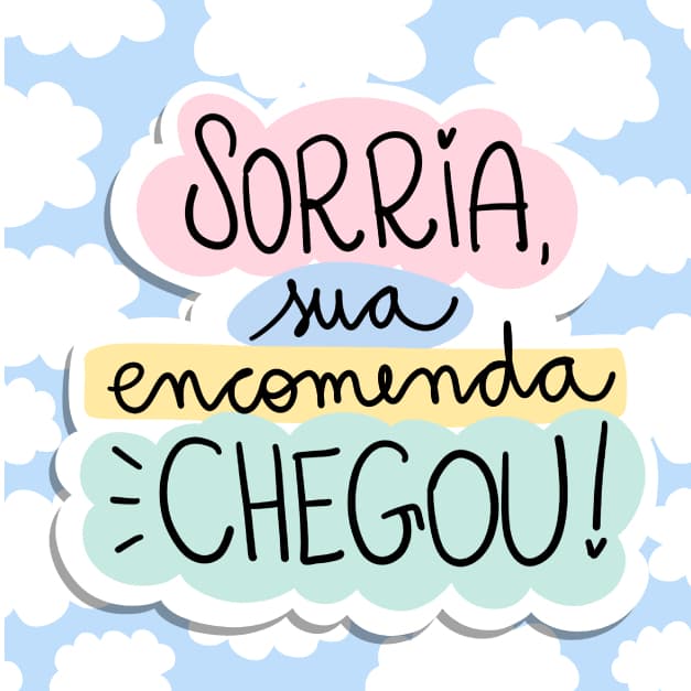 100 etiquetas adesivas SORRIA SUA ENCOMENDA CHEGOU