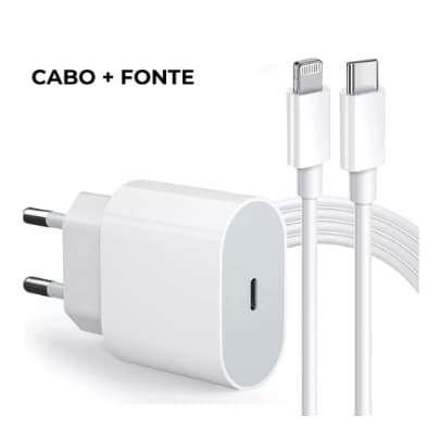 Kit Carregador Para iPhone Fonte + Cabo 20w PD Turbo Rapido Tipo C Lightning