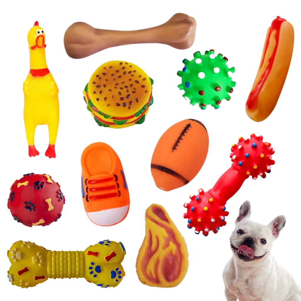 Kit 7 Mordedor Pet Brinquedos De Borracha Divertidos Para Cães Cachorro Pequeno Médio Sortidos