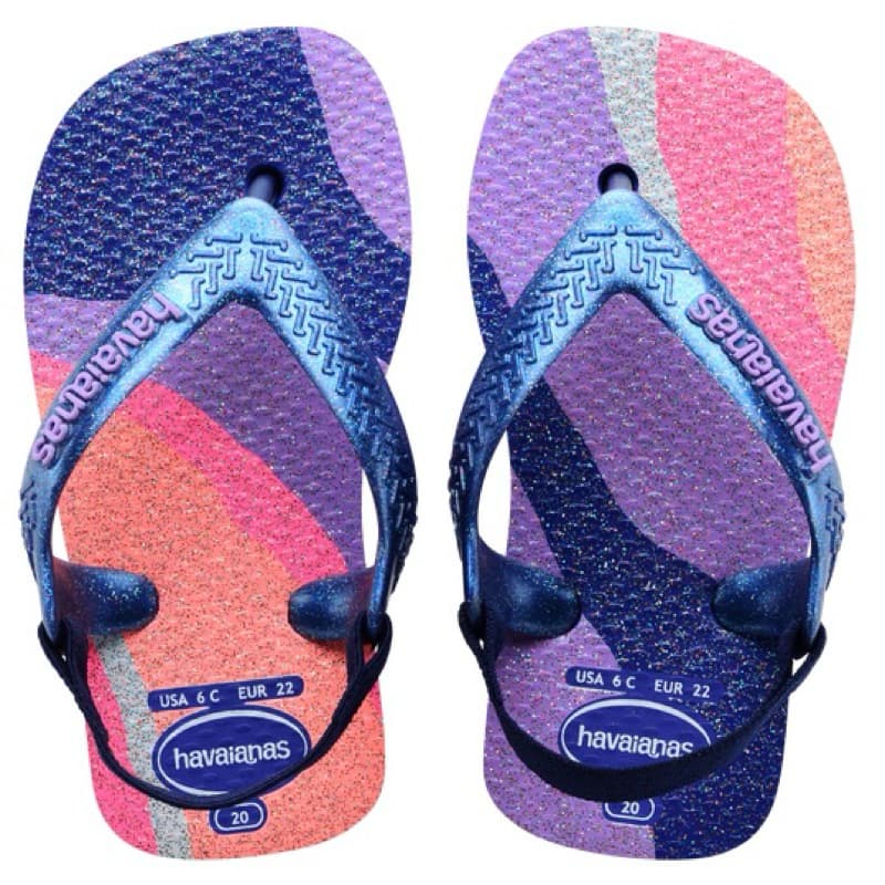 Havaianas Baby Palette Glow Infantil Bebê Rosa Dourada Lilas Original Glitter Com Elástico Chinelo
