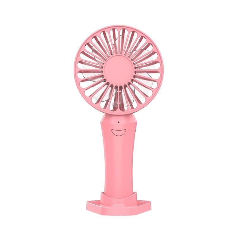 Mini ventilador elétrico rosa recarregável, portátil, sem fio e USB