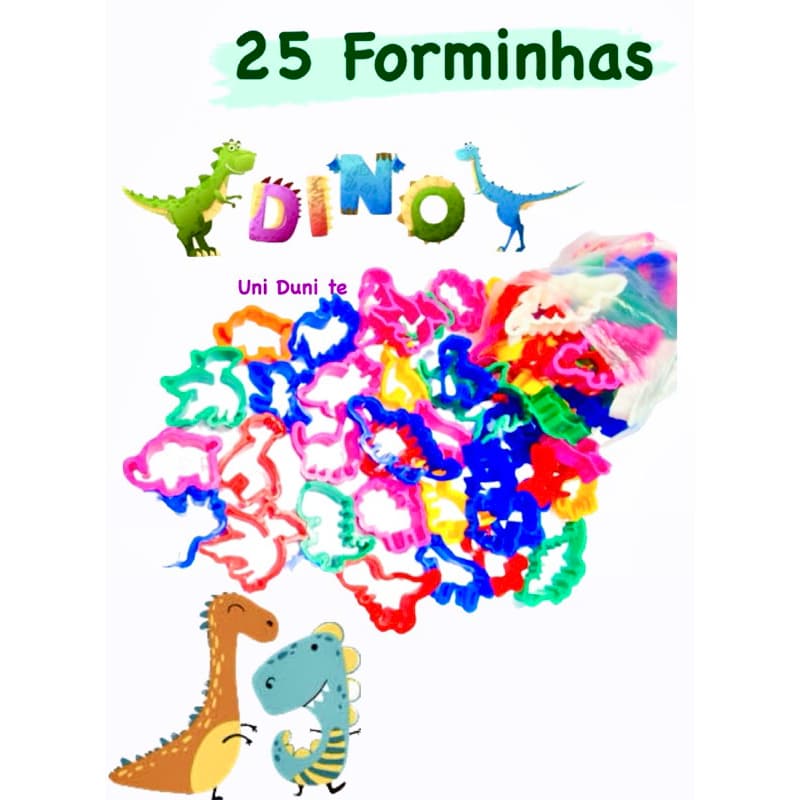 25 Cortadores Forminhas Moldes Animais e Dinossauros para Massinha de Modelar