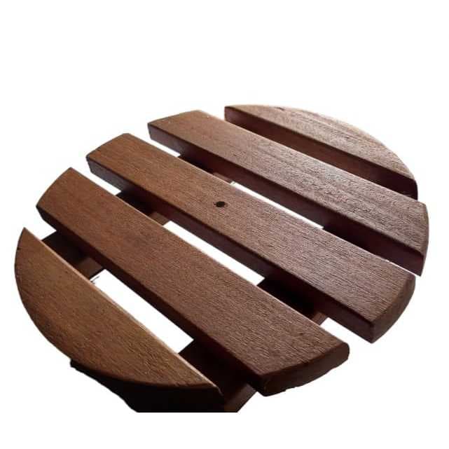 Suporte Redondo 35 cm  RODINHAS PRETAS para Vasos de Planta