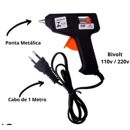 Pistola De Cola Quente Bivolt 20w + 500gramas de Bastões De Cola (110v e 220v) Profissional