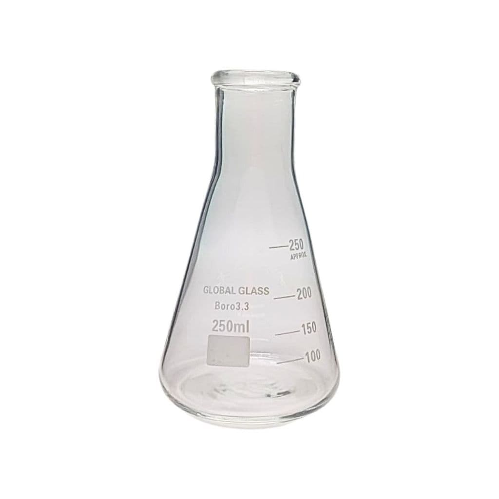 Frasco Erlenmeyer Boca Estreita Vidro Boro Graduado 250ml Laboratório Vidraria