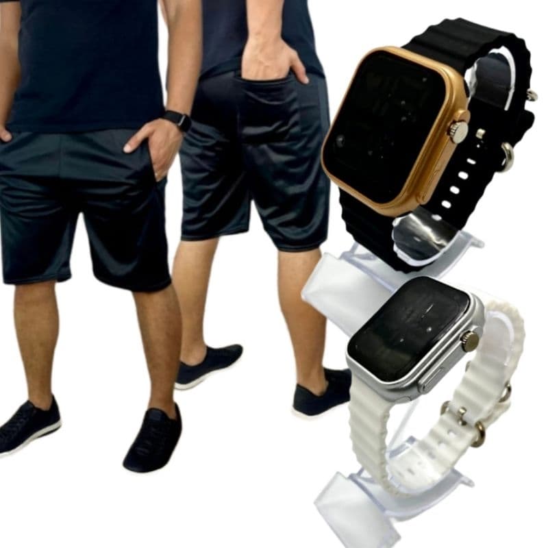 Short Esportivo Masculino Dry Fit Academia esporte + Relógio Premium ultra Lançamento 2024 Promoção para o natal