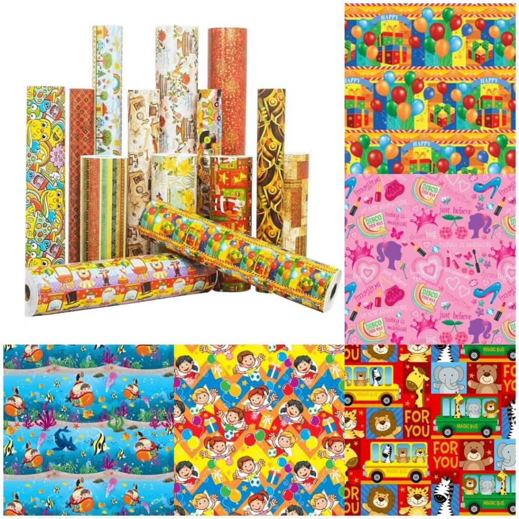 Papel de Presente Infantil Bebê Dia das Crianças Bobina Couchê 40cmx100m