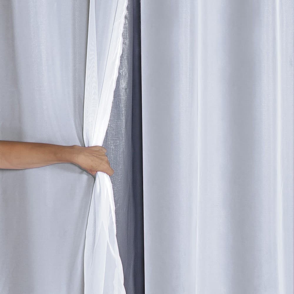 Cortina Blackout PVC com Tecido Estilo Voil Para Quarto e Sala Corta Luz 100%