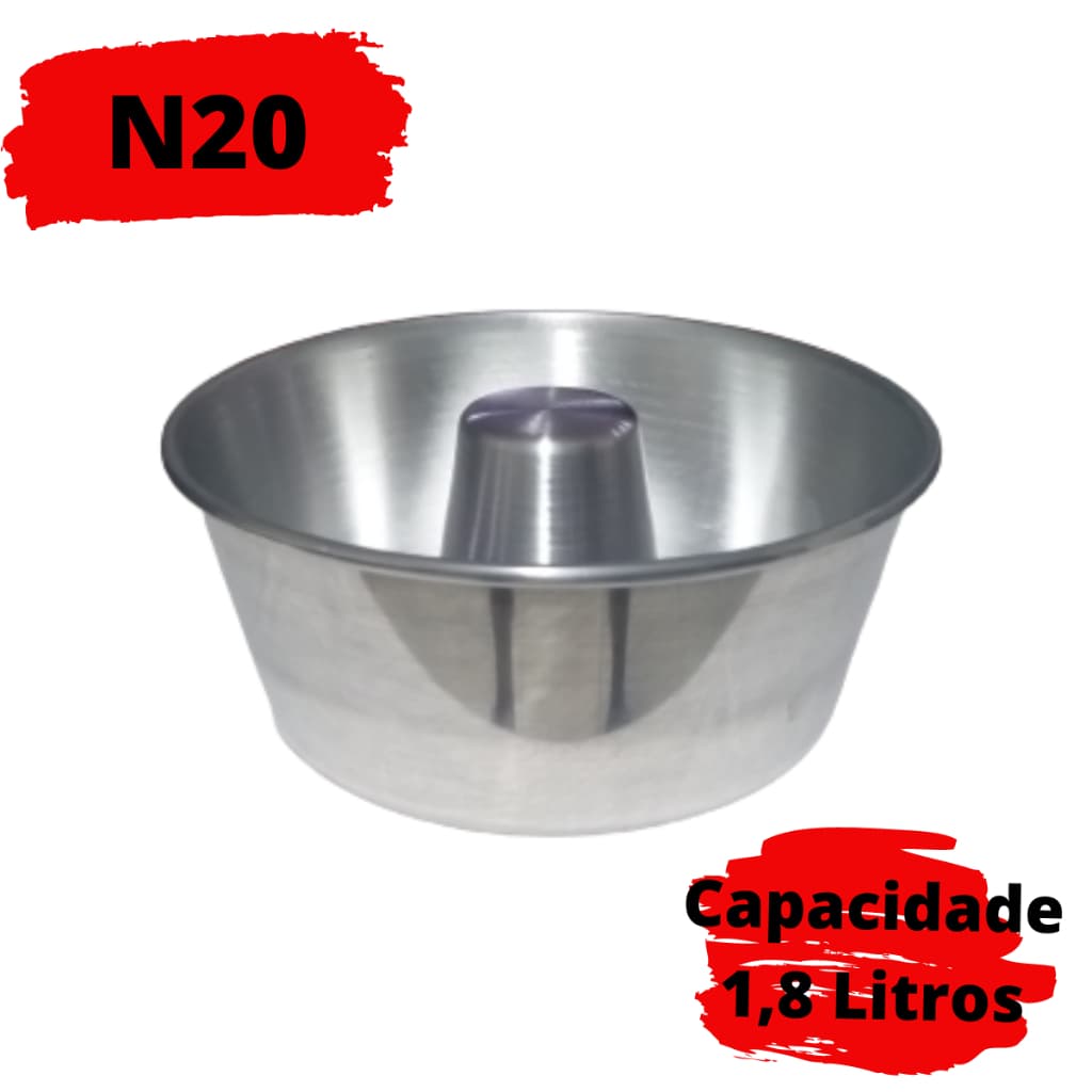 Forma Alumínio Fazer Bolo/Pudim/Brigadeiro 20cm - capacidade 1,8 litros