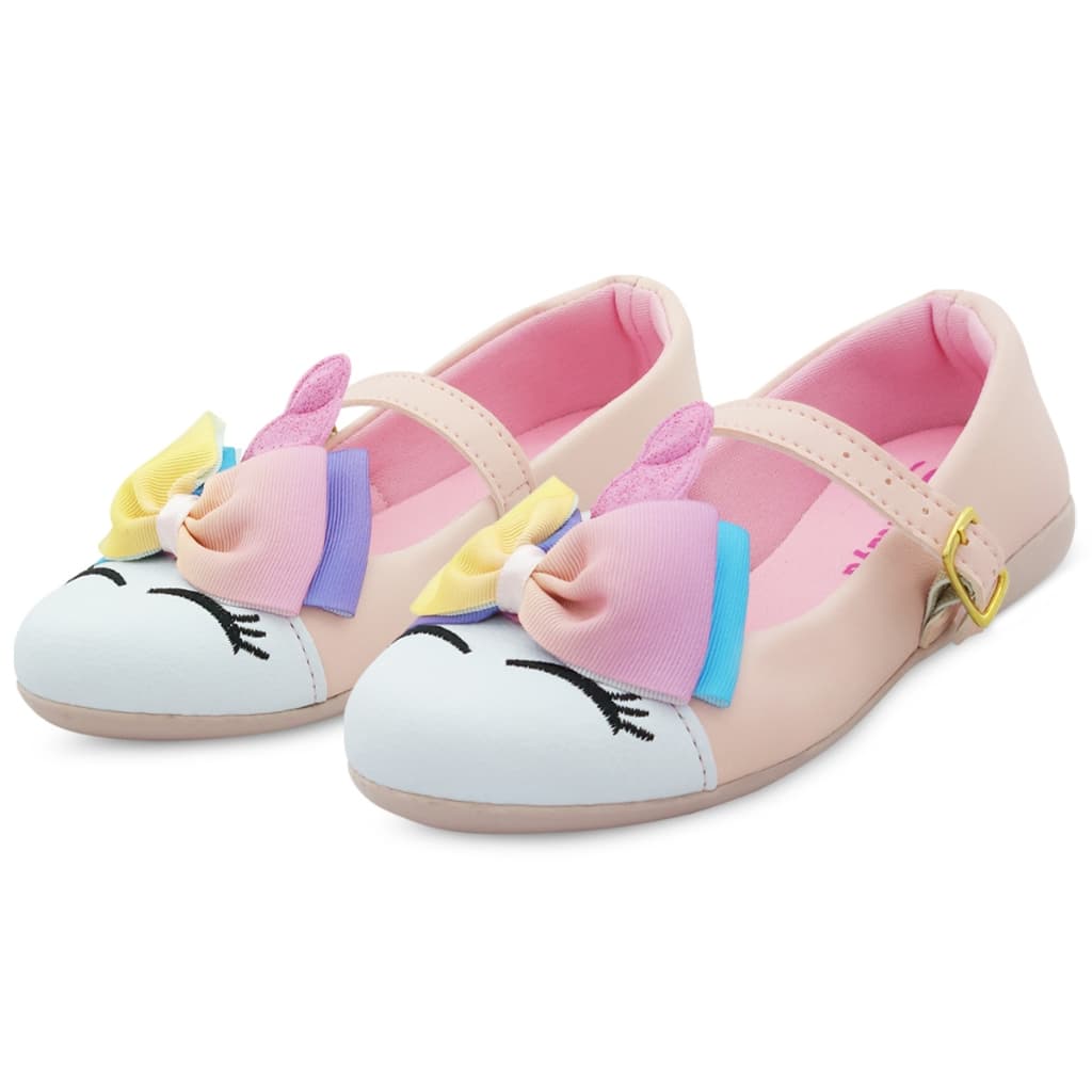 Sapatilha Infantil Menina Unicórnio Laço Branco/Rosa