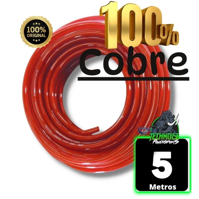5 Metros Cabo 16mm Fio Força de Bateria Technoise Puro Cobre Automotivo