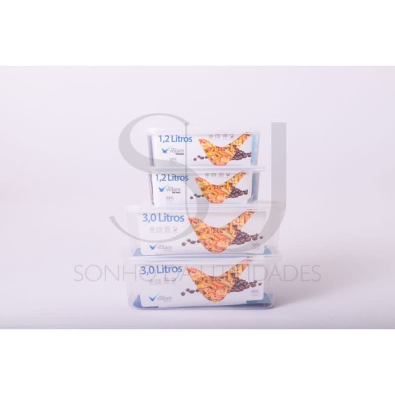kit com 4 potes Volare.  2 potes de 1,2/ 2 potes Volare 3,0 100% BPA