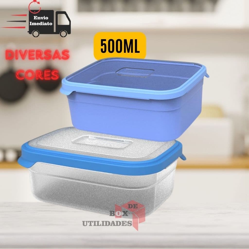 Pote 500ml  Diversas Cores Para Freezer E Micro-ondas Potes de Plásticos com Tampa Hermético