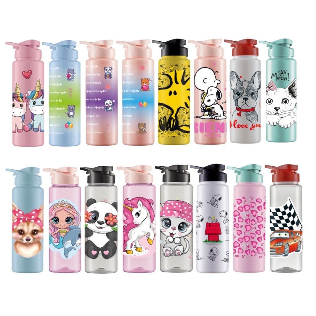 Squeeze Garrafa de água 750 ML UNICORNIO,FRUTAS,DOG,CAT e Outros