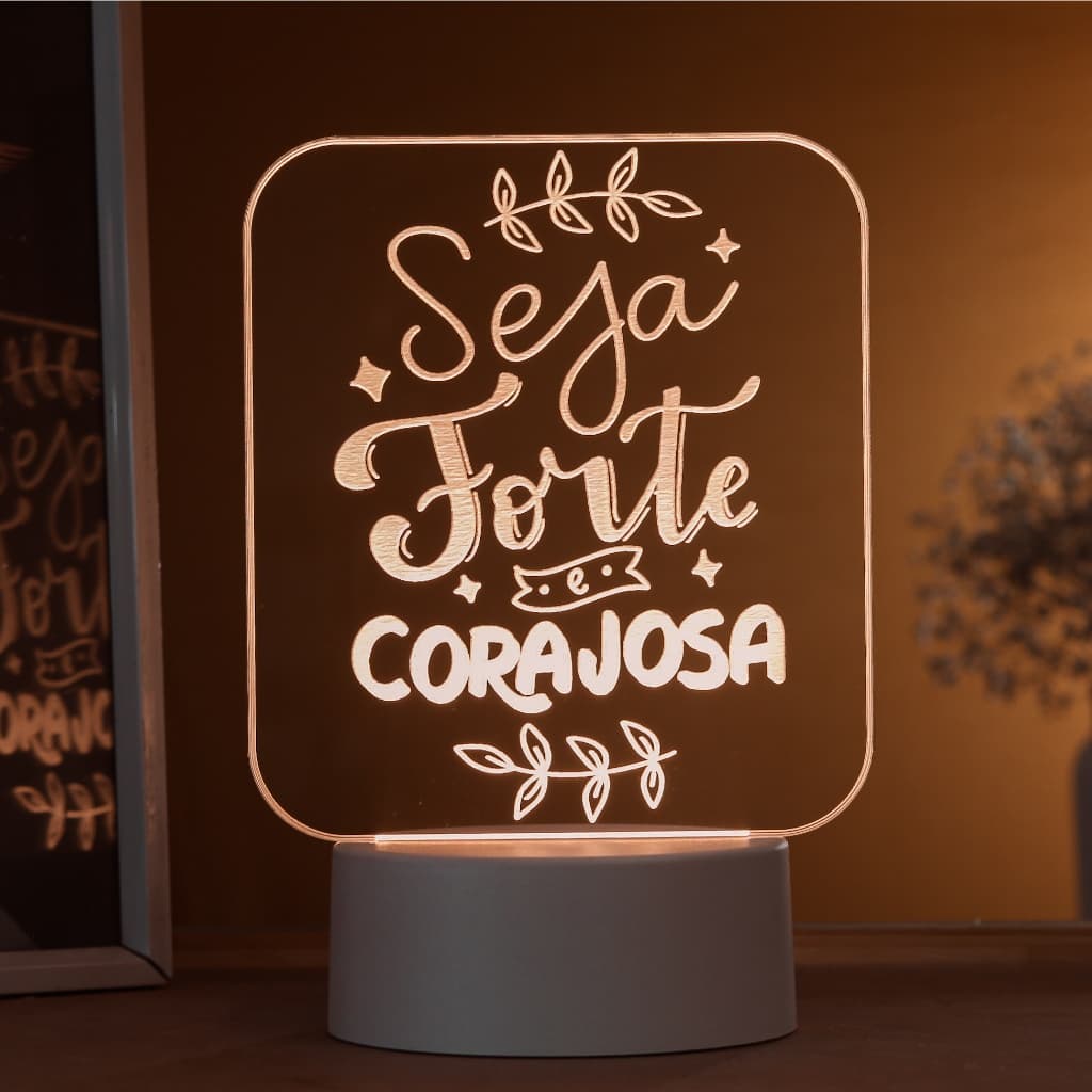 Luminária LED 3D de Mesa / Luz Noturna Presente Criativo/Decoração - seja forte e corajosa