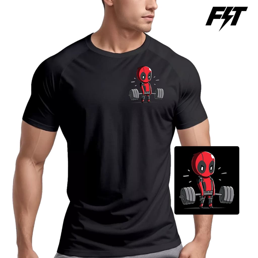 Camiseta Dry Fit Masculina Deadpool P/Treino Atividade Física Muscle Fit