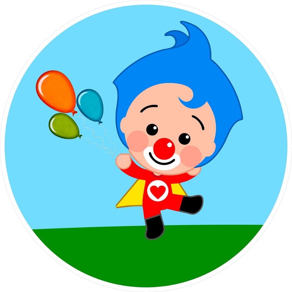 Capa Para Painel Redondo Tematico Palhaço Plim Plim Heroi do Coração Decoração Festa infantil Cenario Fotografico Tecido