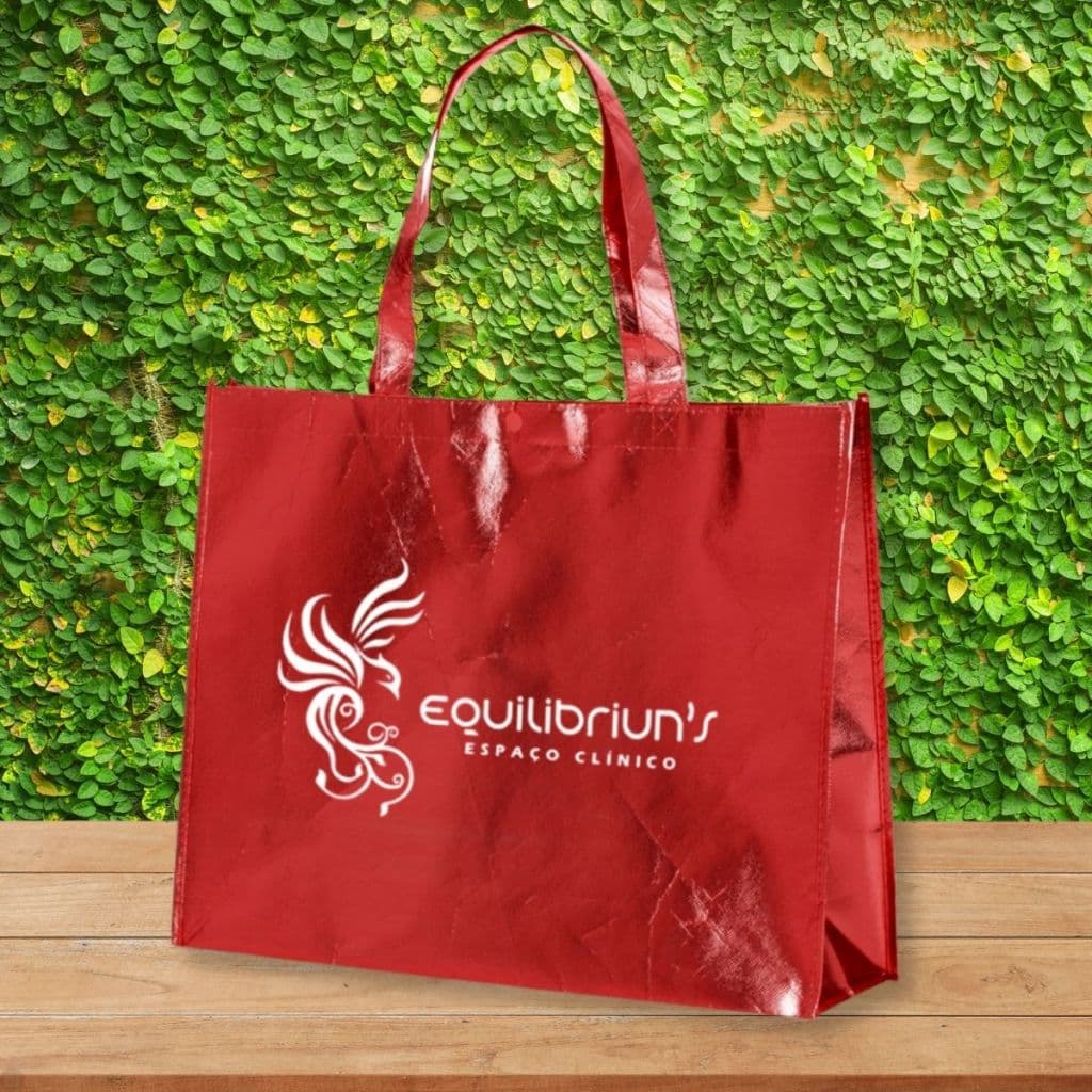 Kit 50 Sacola Tnt Metalizado Grande 50x40x14 Personalizada C/ Logo