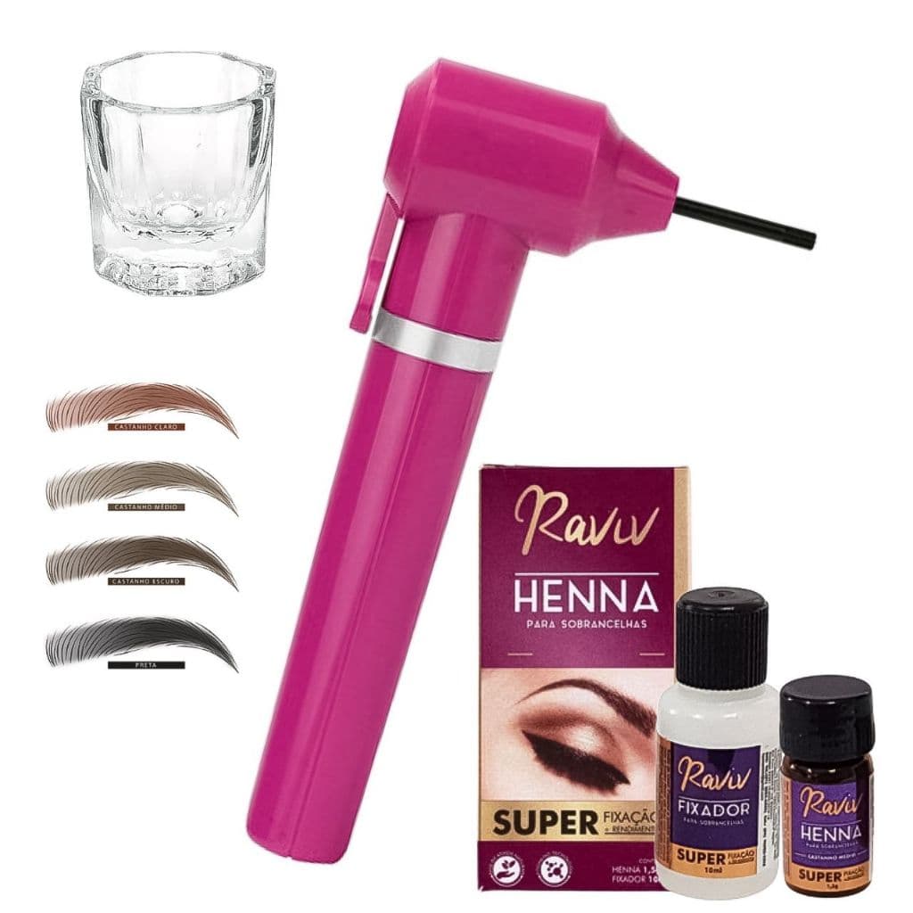 Kit Mix Misturador Copo Dappen Henna Sobrancelhas Super Fixaçao Raviv Profissional