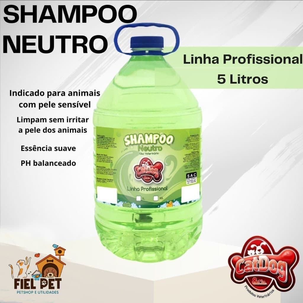 Shampoo Pet Cães e Gatos Neutro 5 Litros Catdog Pet Shop Banho e Tosa