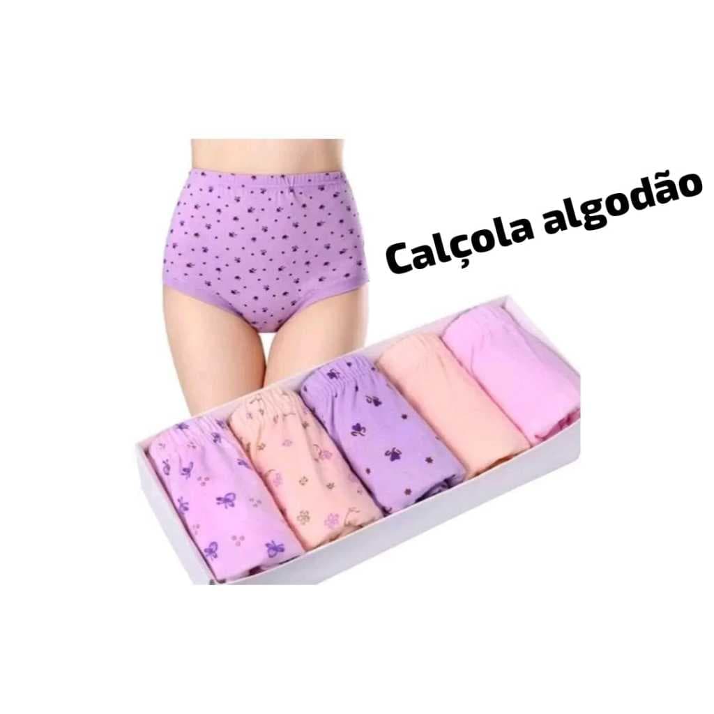 Kit 12 Calcinha Calçola Para Senhoras Lisas e Estampadas Cintura Alta