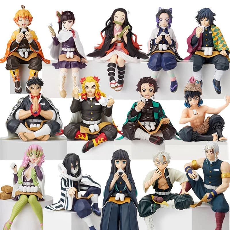 Boneco Anime Demon Slayer Sentados Kimetsu No Yaiba Zenitsu Rengoku Nezuko Tanjirou Brinquedos
