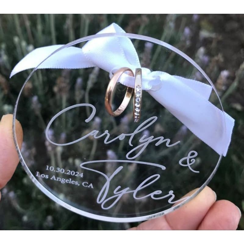 porta aliança de acrílico personalizado casamento gravado a laser