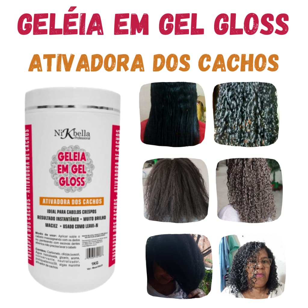 Gelatina Ativadora de Cachos Em Gel Gloss Ultra Cachos 1 Kilo