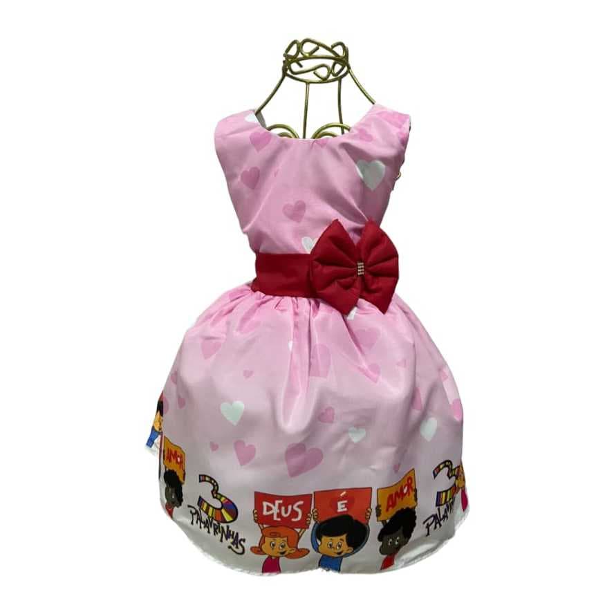 Vestido Infantil Temático TRES PALAVRINHAS Aniversários e Festas.