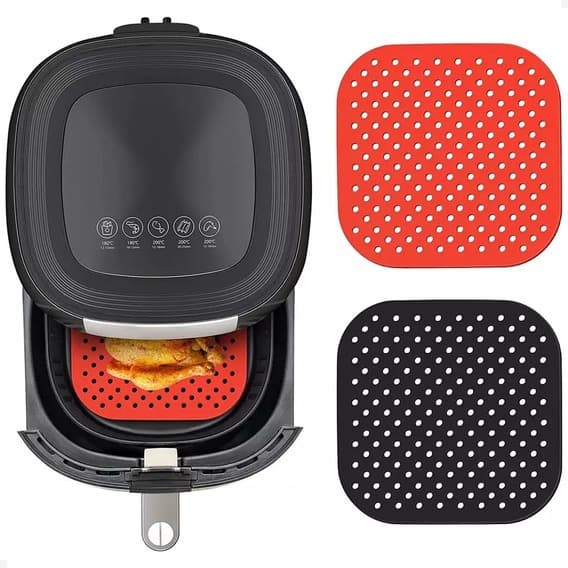 Tapete Fryer Anti Aderente De Silicone Para Air Fryers/Tapete Almofada De Silicone Para Forrar Airfryer Fritadeira Elétrica Sem Óleo