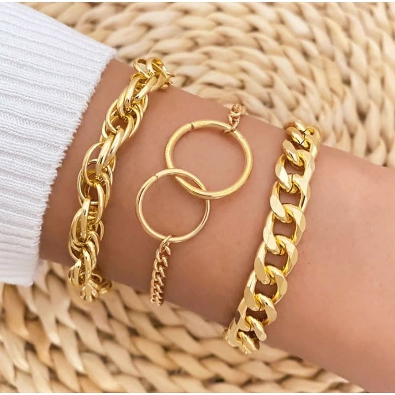 Pulseiras Gold Color Para Mulheres Acessórios Feminino De Jóias Metal