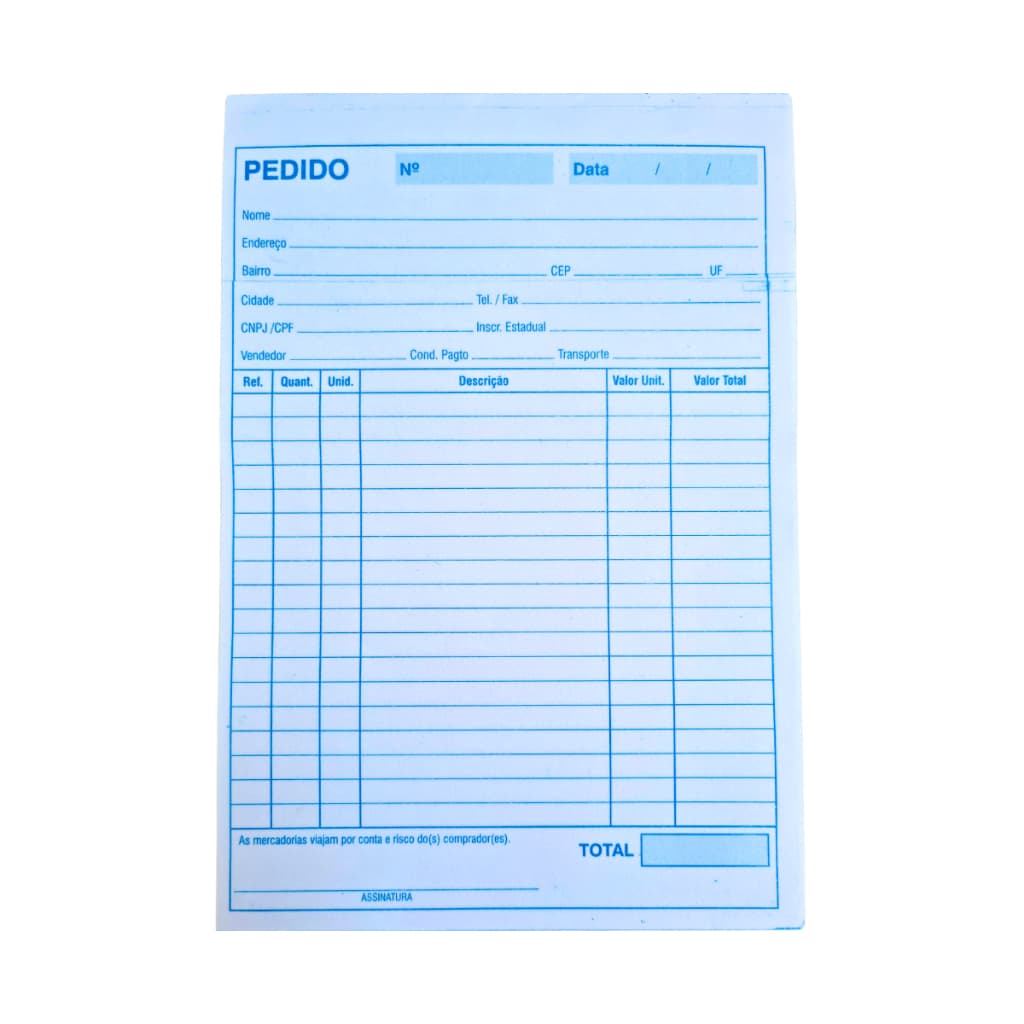 Bloco Talão Para Pedido Médio - 1 Via - 50 Folhas