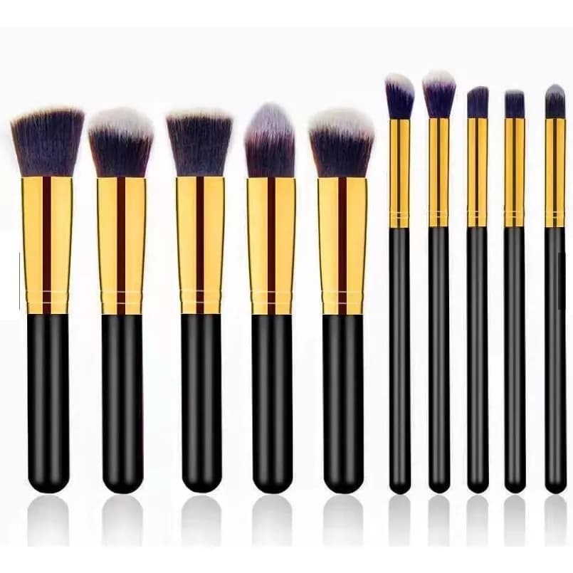Kit 10 Pinceis Profissional Pincel Maquiagem Preto Rosa e Branco - ENVIO ALEATÓRIO